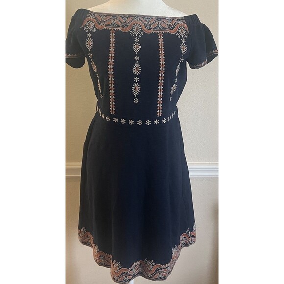 New Tory Burch Nell Embroidered Navy Dress, Size S - Picture 4 of 9